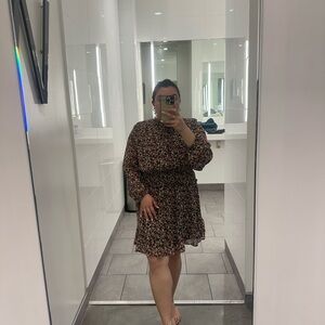 Vici Multicolor Floral Peasant Style Long Sleeve Dress